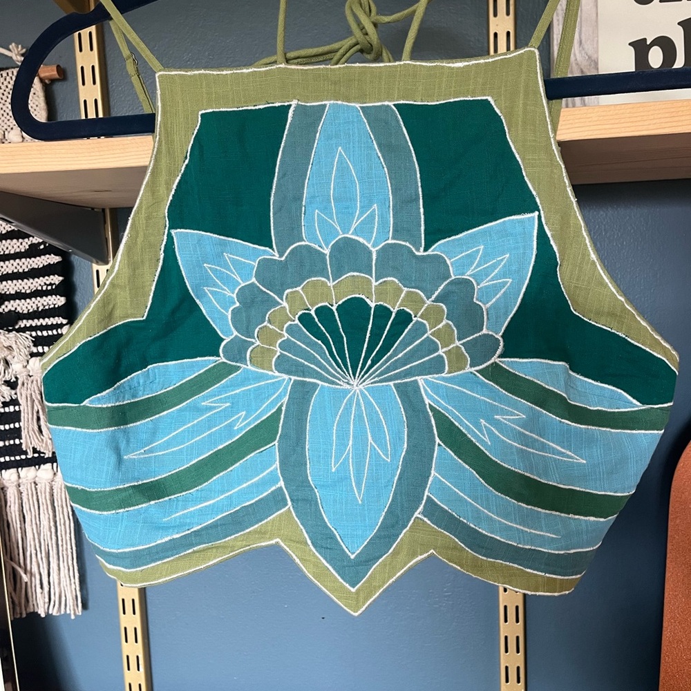 Free People Lotus Appliqué Halter Top